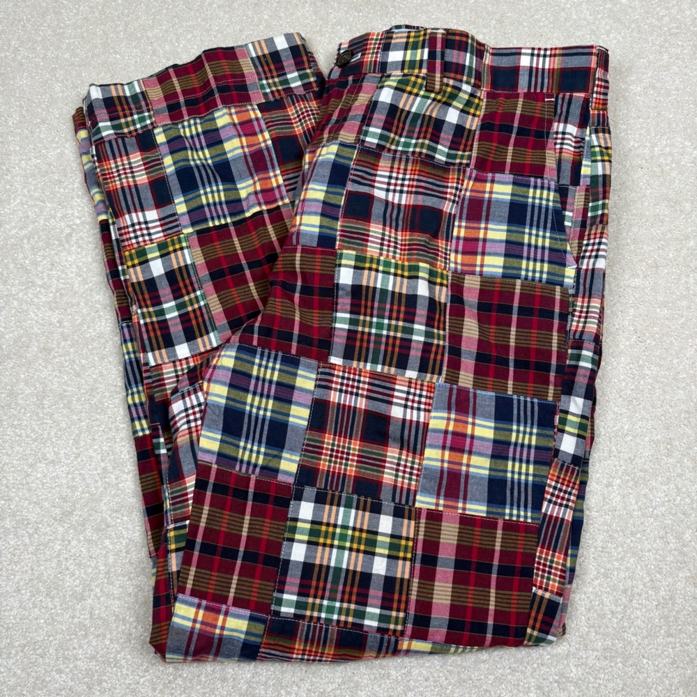 Brooks Brothers Clark Patchwork Madras Plaid Pants Mens 36x30 Multicolor Golf
